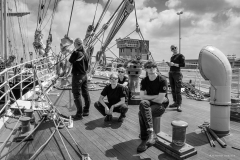 Crew waiting on deck for the lock to fill 